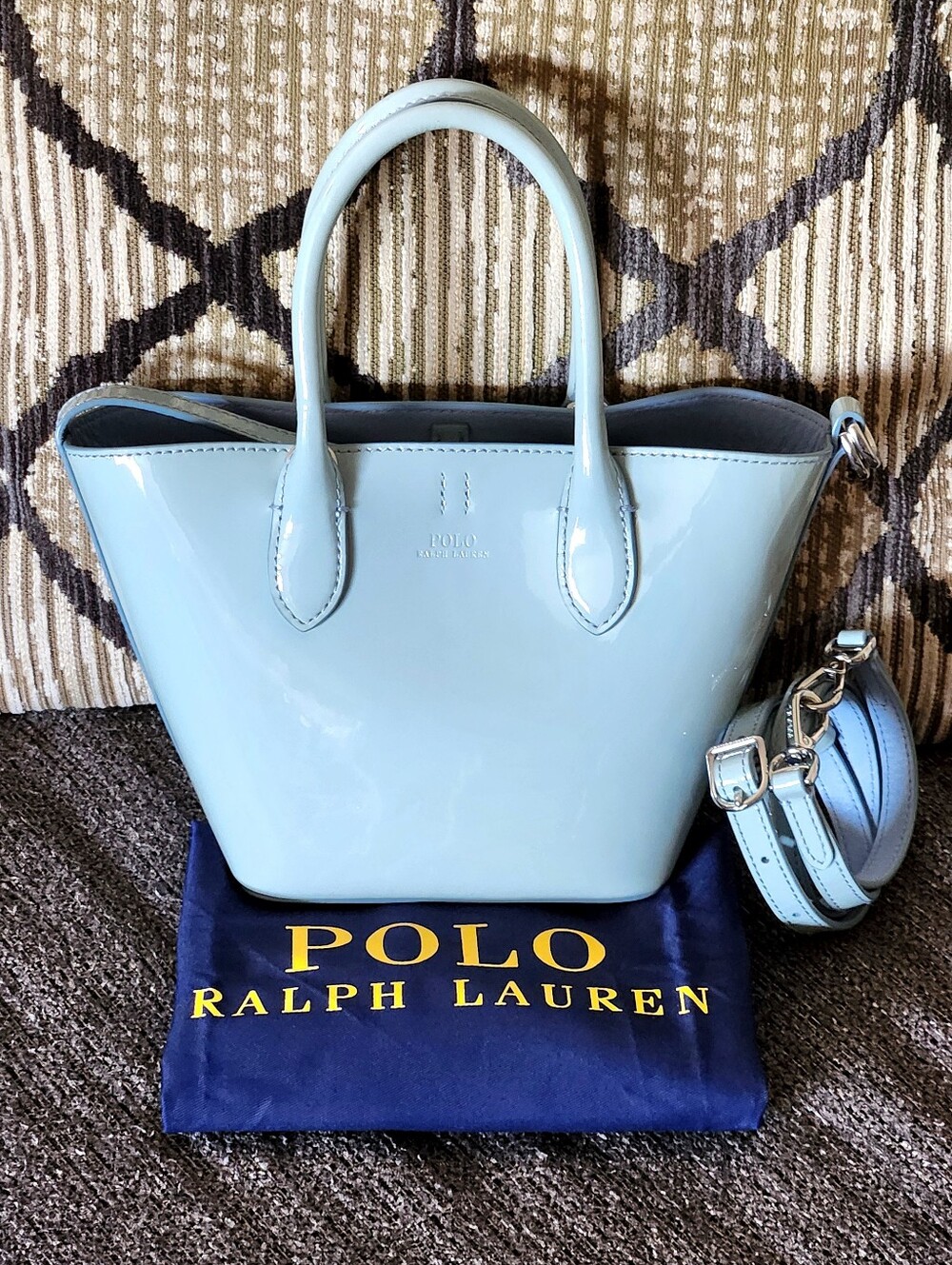 💙HTF Polo Ralph Lauren💙 - Sky Blue Patent Leather Mini Bellport Bag